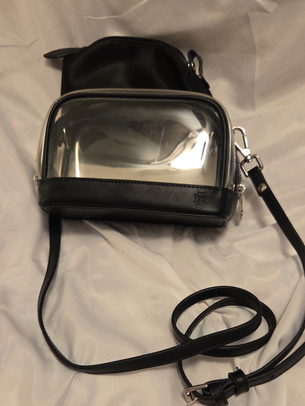 Clear Front Black Crossbody Bag with Adjustable Strap